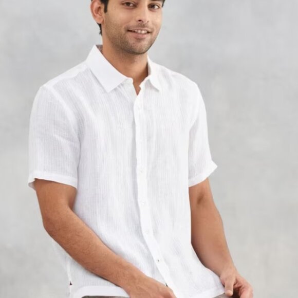 Fabindia Men's White Cotton Button Down Shirt Straight Fit NWOT Size Medium - Picture 3 of 3